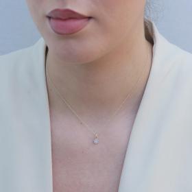 Κολιέ Ροζέτα Χρυσός & Λευκόχρυσος Κ14 με Διαμάντια SKU-78144