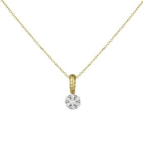 Κολιέ Ροζέτα Χρυσός & Λευκόχρυσος Κ14 με Διαμάντια SKU-78144