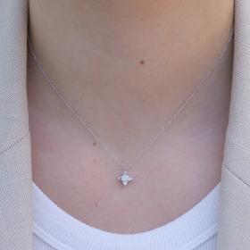 Κολιέ Μονόπετρο Λευκόχρυσος Κ18 με Διαμάντι SKU-78769