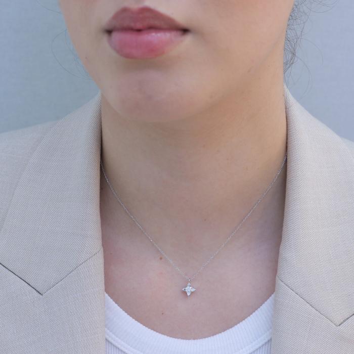 Κολιέ Μονόπετρο Λευκόχρυσος Κ18 με Διαμάντι SKU-78769