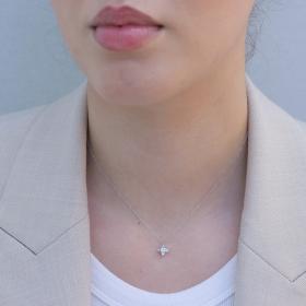 Κολιέ Μονόπετρο Λευκόχρυσος Κ18 με Διαμάντι SKU-78769