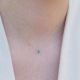 Κολιέ Δάκρυ με Διαμάντι & Σμαράγδι Χρυσός Κ14 SKU-78859