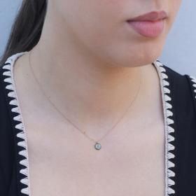 Κολιέ Ροζ Χρυσός Κ18 με Σμαράγδια & Διαμάντια SKU-78923