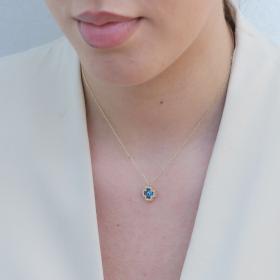 Κολιέ Σταυρός με Ματάκι Χρυσός Κ9 SKU-78466