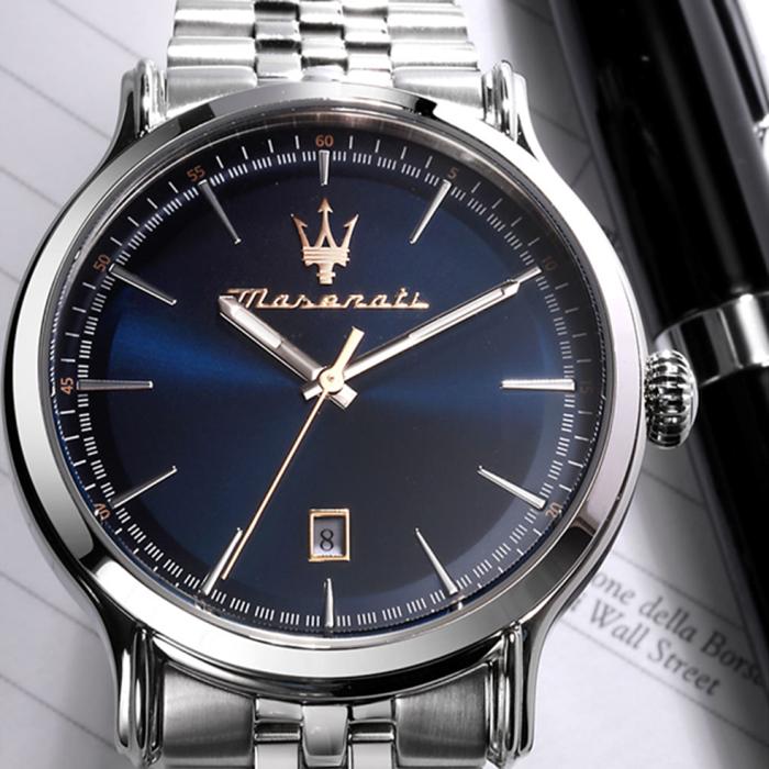Ανδρικό Ρολόι MASERATI Epoca, Μπλέ Καντράν & Ασημί Μπρασελέ | R8853118021 SKU-78024