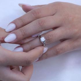 Μονόπετρο Δαχτυλίδι με Lab Grown Diamond Λευκόχρυσος Κ14 SKU-78737