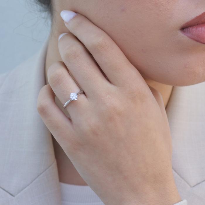 Μονόπετρο Δαχτυλίδι με Lab Grown Diamond Λευκόχρυσος Κ14 SKU-78111