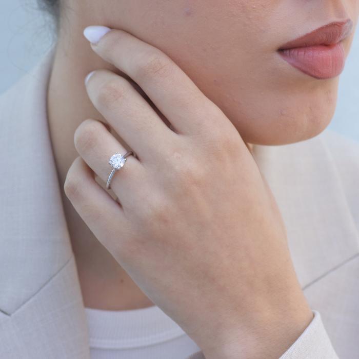 Μονόπετρο Δαχτυλίδι με Lab Grown Diamond Λευκόχρυσος Κ14 SKU-78114
