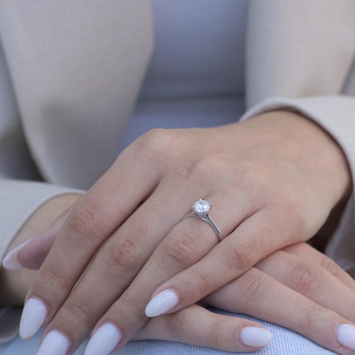Μονόπετρο Δαχτυλίδι με Lab Grown Diamond Λευκόχρυσος Κ14 SKU-78114