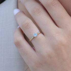 Μονοπετρό Δαχτυλίδι με Διαμάντια & Sky Blue Topaz Χρυσός K18 SKU-78775