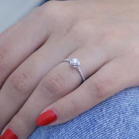 Μονόπετρο Δαχτυλίδι Λευκόχρυσος Κ18 με Διαμάντια SKU-78924