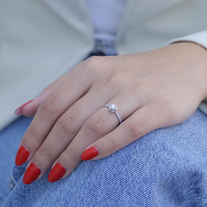 Μονόπετρο Δαχτυλίδι Λευκόχρυσος Κ18 με Διαμάντια SKU-78924