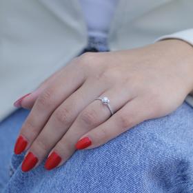 Μονόπετρο Δαχτυλίδι Λευκόχρυσος Κ18 με Διαμάντια SKU-78924