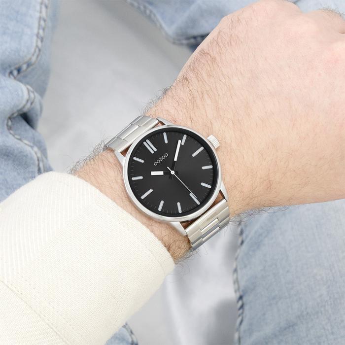 Ρολόι OOZOO Timepieces με Μαύρο Καντράν & Ασημί Μπρασελέ | C11514 SKU-78290