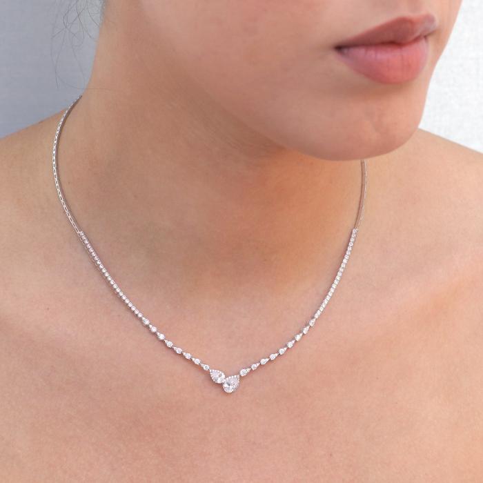 Σετ Κοσμημάτων Λευκόχρυσος Κ14 με Ζιργκόν SKU-78126