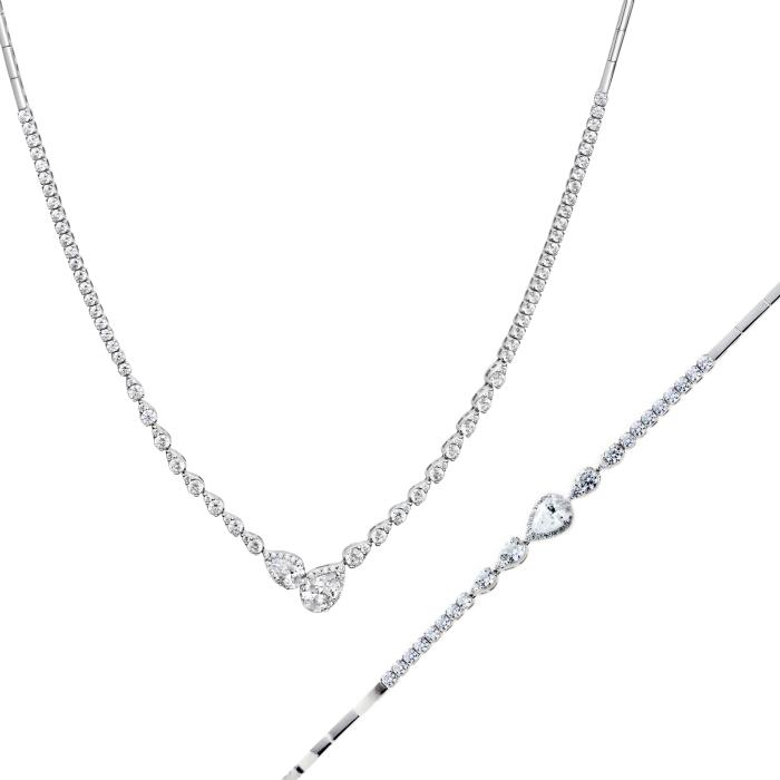 Σετ Κοσμημάτων Λευκόχρυσος Κ14 με Ζιργκόν SKU-78126