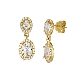 Σκουλαρίκια Ροζέτες Χρυσός Κ9 με Ζιργκόν SKU-78605