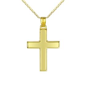 Σταυρός Ανδρικός Χρυσός Κ14 με Λουστρέ Φινίρισμα SKU-78427