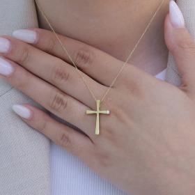 Σταυρός με Αλυσίδα Τριάντος Χρυσός Κ18 με Διαμάντι SKU-78680