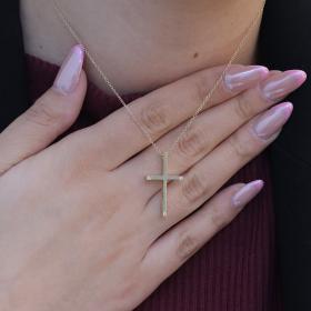 Σταυρός με Αλυσίδα & Διαμάντια Χρυσός Κ18 SKU-78163