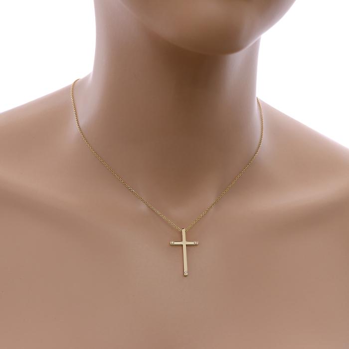 Σταυρός με Αλυσίδα & Διαμάντια Χρυσός Κ18 SKU-78163