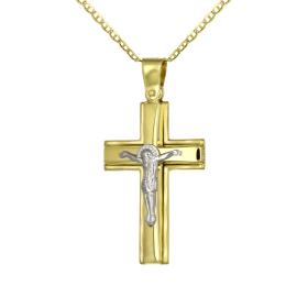 Σταυρός με Τον Εσταυρωμένο Χρυσός & Λευκόχρυσος Κ9 SKU-78323