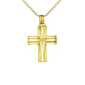 Σταυρός Χρυσός Κ14 με Λουστρέ Φινίρισμα SKU-78406