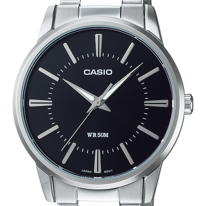 Ρολόι CASIO με Μαύρο Καντράν & Ασημί Μπρασελέ | MTP-1303PD-1AVEG SKU-78781