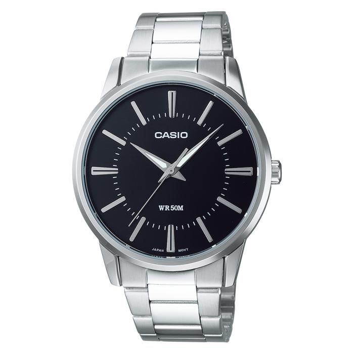 Ρολόι CASIO με Μαύρο Καντράν & Ασημί Μπρασελέ | MTP-1303PD-1AVEG SKU-78781
