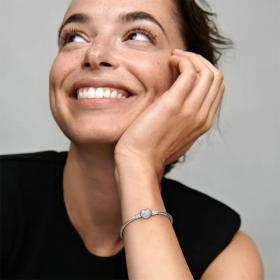 Βραχιόλι με Αστραφτερή Καρδιά και Αλυσίδα Τύπου Φίδι Ασήμι 925 SKU-79545