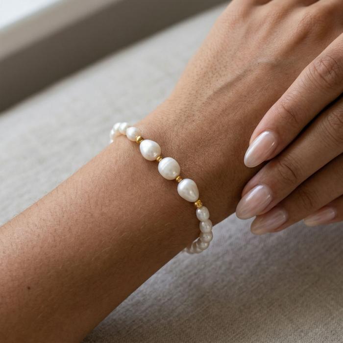 Βραχιόλι Χρυσός K14 με Μαργαριτάρια SKU-79459