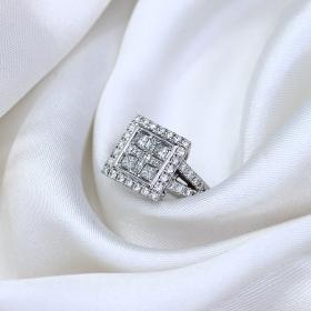 Δαχτυλίδι με Διαμάντια Princess Λευκόχρυσος K18 SKU-79472