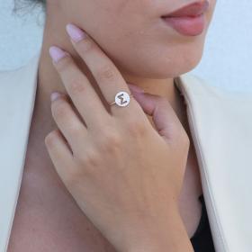 Δαχτυλίδι Μονόγραμμα Χρυσός Κ14 με Διαμάντι SKU-79556