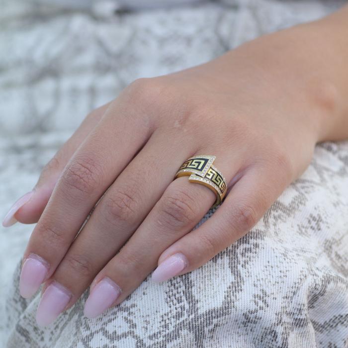 Δαχτυλίδι σε Αρχαιοελληνικό Ύφος Χρυσός Κ18 με Διαμάντια SKU-79557