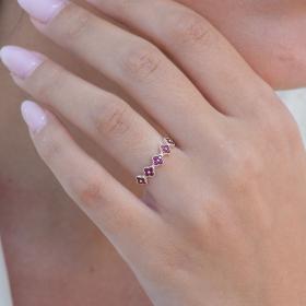 Γυναικείο Δαχτυλίδι FaCad’oro Χρυσός K14 με Κόκκινα Ζιργκόν SKU-79128