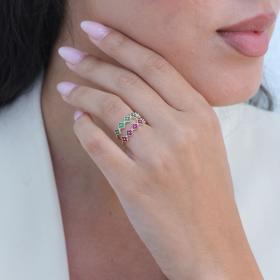 Γυναικείο Δαχτυλίδι FaCad’oro Χρυσός K14 με Κόκκινα Ζιργκόν SKU-79128