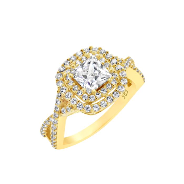 Δαχτυλίδι FaCad’oro με Ζιργκόν Χρυσός K14 SKU-79132