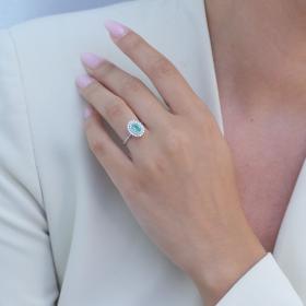 Δαχτυλίδι Ροζέτα Λευκόχρυσος K18 με Διαμάντια & Σμαράγδι SKU-79389