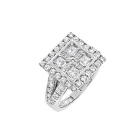 Δαχτυλίδι με Διαμάντια Princess Λευκόχρυσος K18 SKU-79472