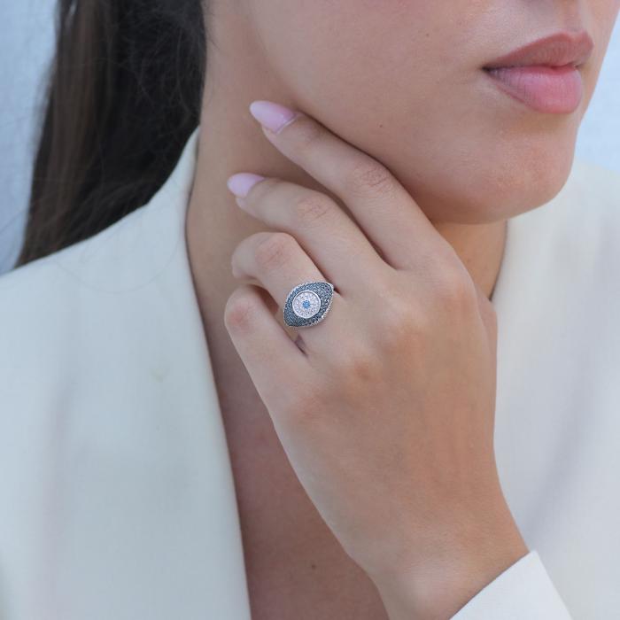 Δαχτυλίδι Ματάκι με Διαμάντια Λευκόχρυσος K18 SKU-79479