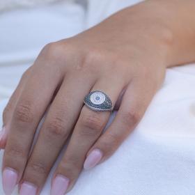 Δαχτυλίδι Ματάκι με Διαμάντια Λευκόχρυσος K18 SKU-79479