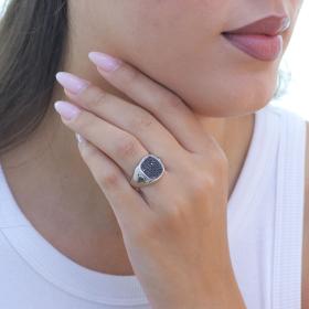 Δαχτυλίδι με Μαύρα Διαμάντια Λευκόχρυσος Κ18 SKU-79559