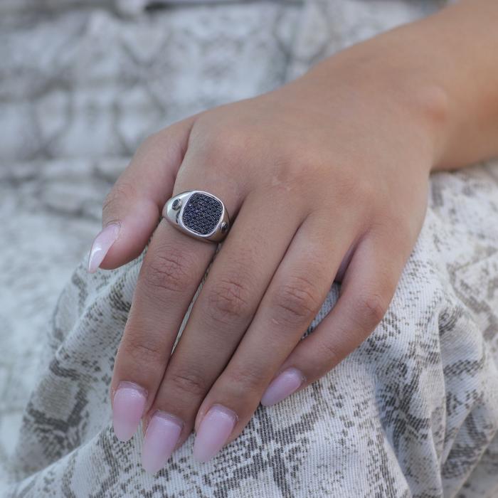 Δαχτυλίδι με Μαύρα Διαμάντια Λευκόχρυσος Κ18 SKU-79559