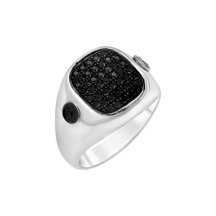 Ανδρικό Δαχτυλίδι Λευκόχρυσος K18 με Μαύρα Διαμάντια SKU-79598