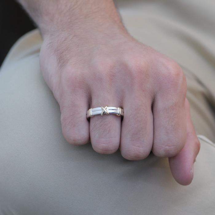 Δαχτυλίδι Ανδρικό Ασήμι 925° & Χρυσός Κ9 SKU-79772