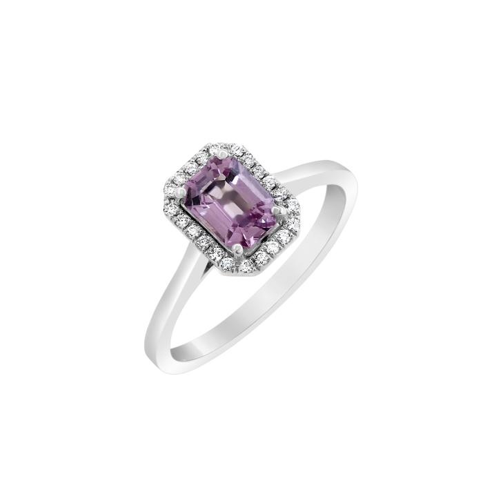 Δαχτυλίδι Ροζέτα με Διαμάντια & Pink Sapphire Λευκόχρυσος K18 SKU-79780