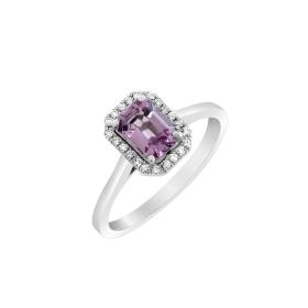 Δαχτυλίδι Ροζέτα με Διαμάντια & Pink Sapphire Λευκόχρυσος K18 SKU-79780
