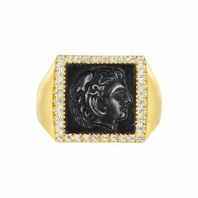 Δαχτυλίδι Χρυσός Κ18 σε Αρχαιοελληνικό Ύφος με Διαμάντια SKU-79555