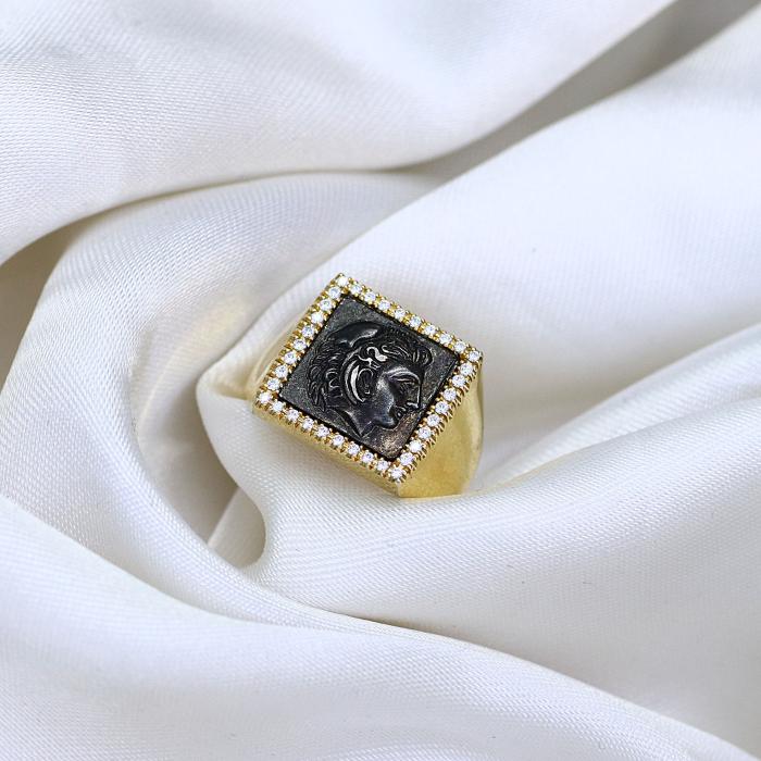 Δαχτυλίδι Χρυσός Κ18 σε Αρχαιοελληνικό Ύφος με Διαμάντια SKU-79555