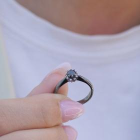 Μονόπετρο Ροζέτα με Μαύρο Διαμάντι Λευκόχρυσος K18 SKU-79431